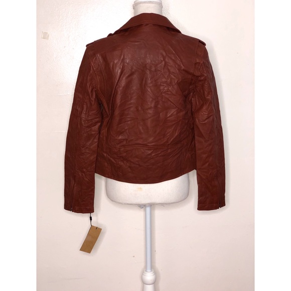 Frye Carly Leather Moto Jacket, Rosso (Wine) - Picture 4 of 6